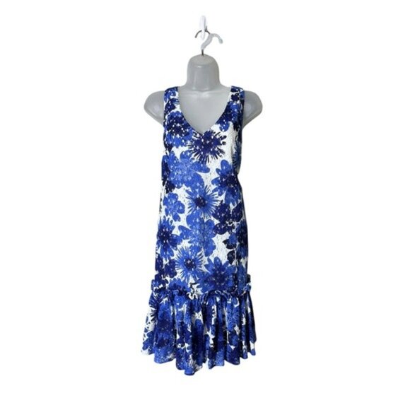 Trina Turk Floral Eyelet Dress Medium Coquette Fairycore Ruffle Beachy Whimsical - Picture 2 of 8